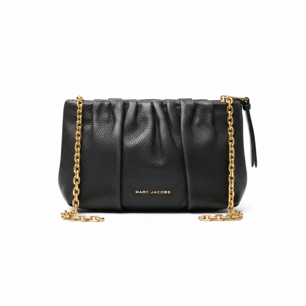 Marc Jacobs Black Pebbled Leather Crossbody with Gold Chain
